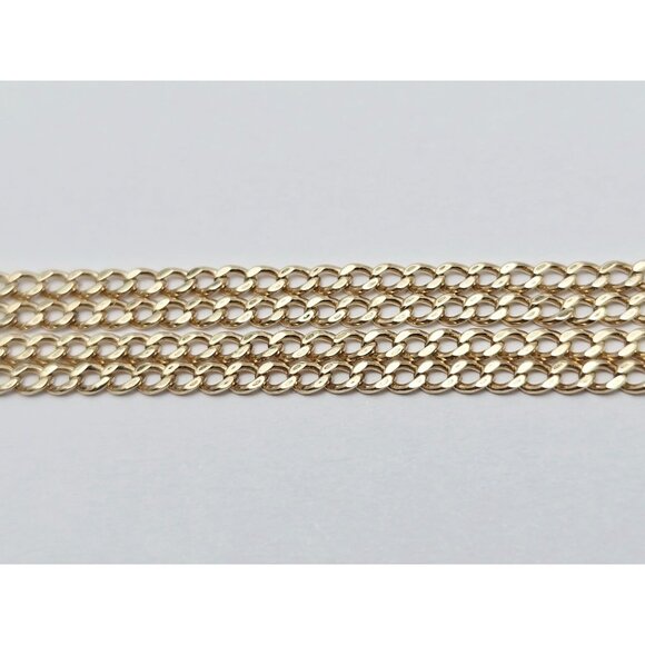 Unique Thin 14K Solid Yellow Gold Designer Cuban Link Chain Necklace 22" Length - Picture 8 of 14